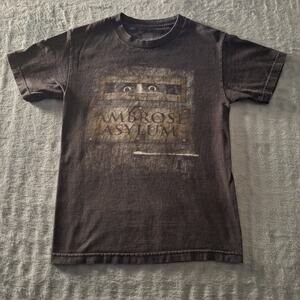 WWF Authentic Wrestling Black T-Shirt Small "AMBROSE ASYLUM" Double-Sided Cotton